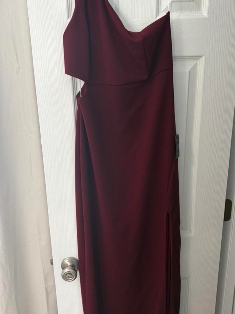 Lulu's One-Shoulder Burgundy Evening Gown